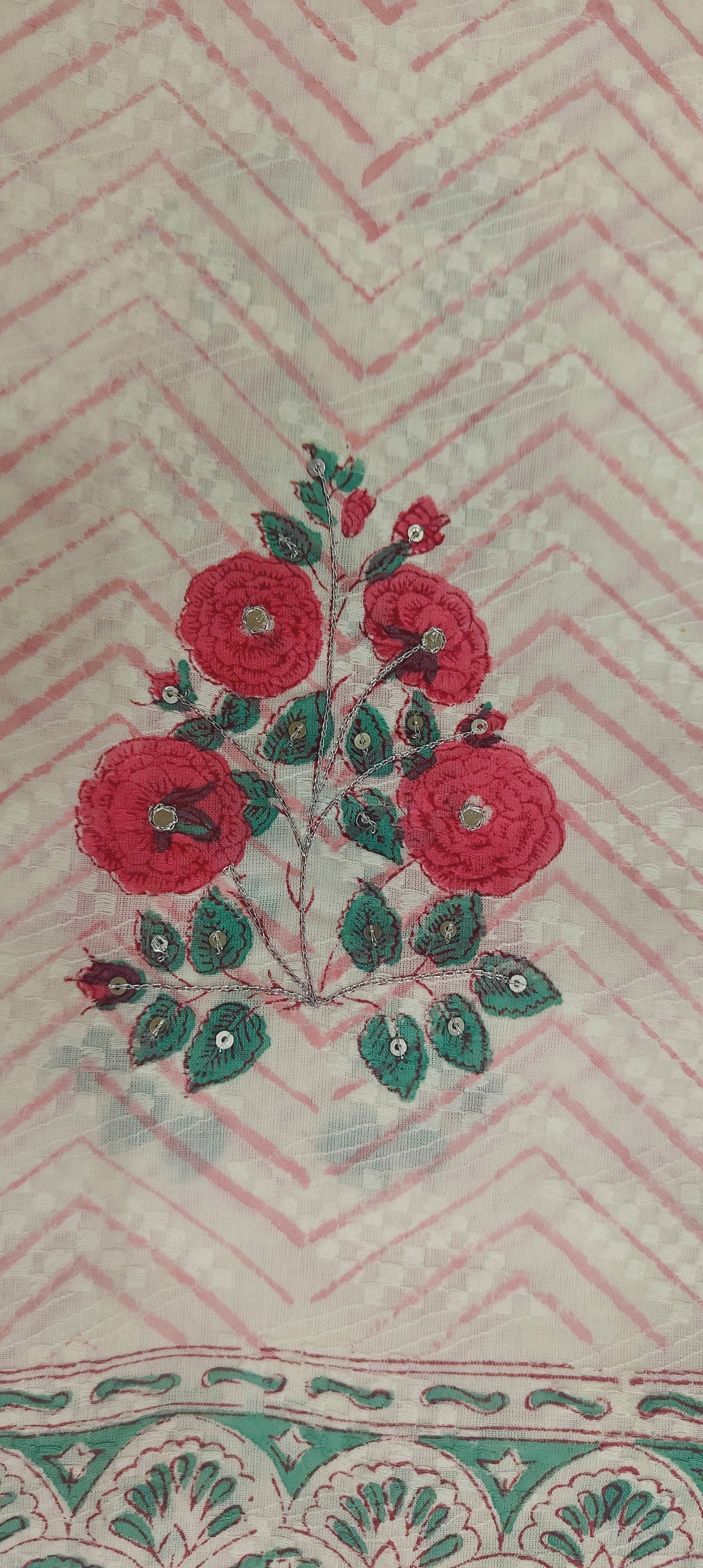 Resha Jaal – Cotton Dobby Kurta Set with Mughal Jaal Print & Aari Embroidery