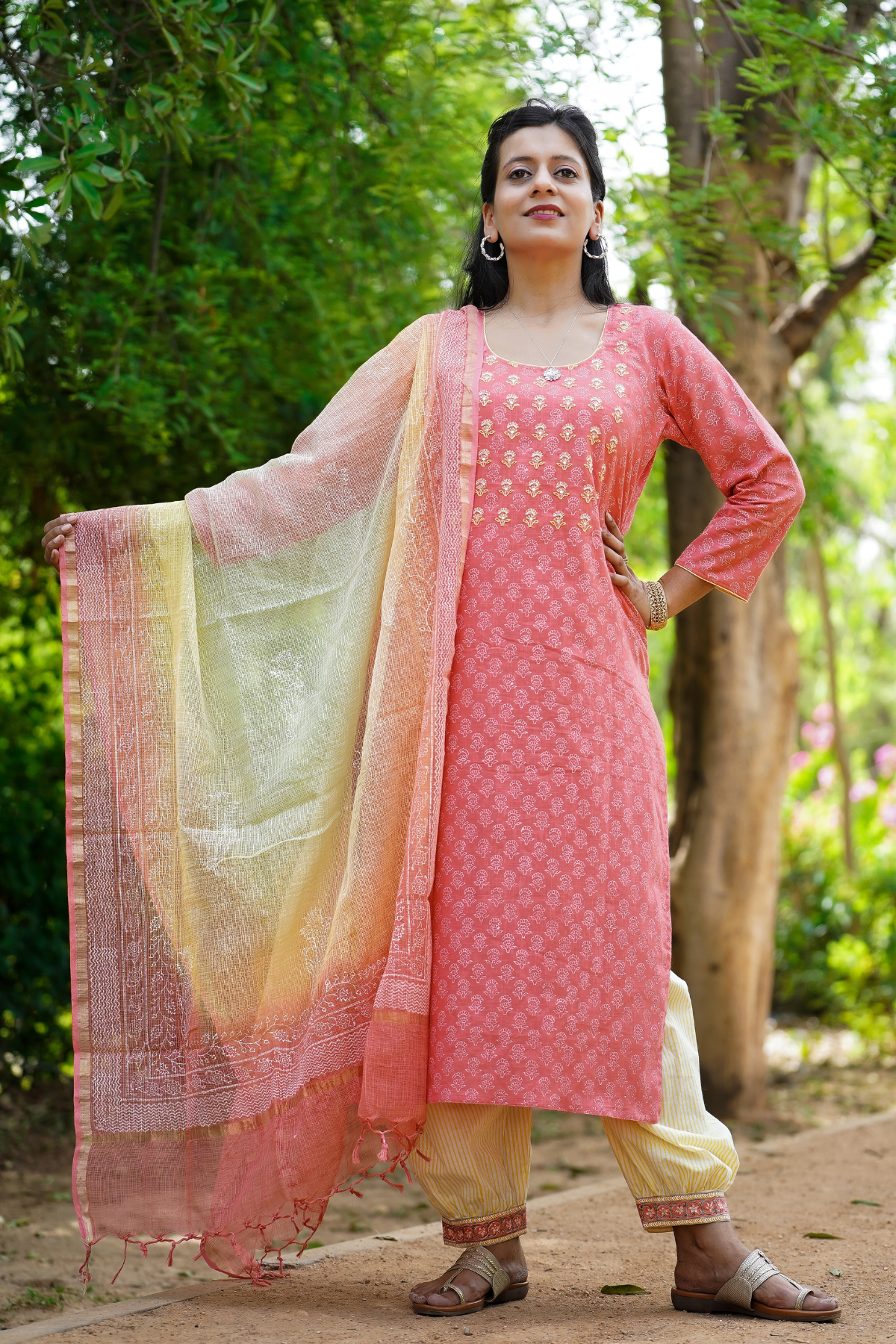 Peach Lakeerein Kurta and Dupatta Set