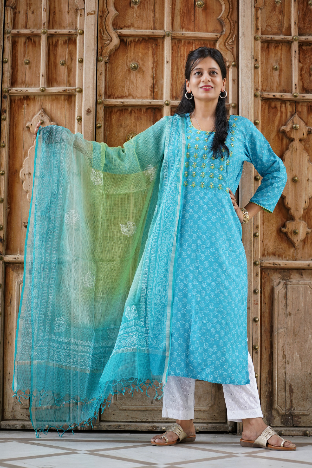 Blue Lakeerein Kurta and Dupatta Set