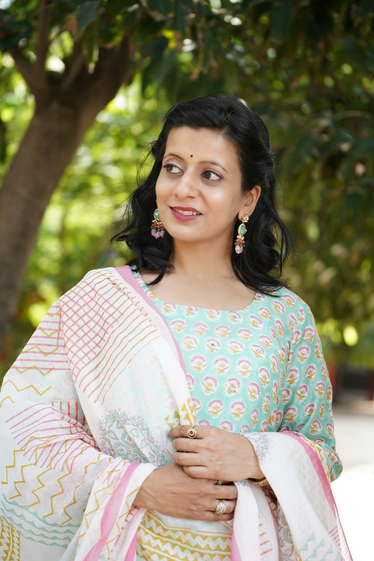 Mastana Chanderi Kurta + Pant + Dup Set