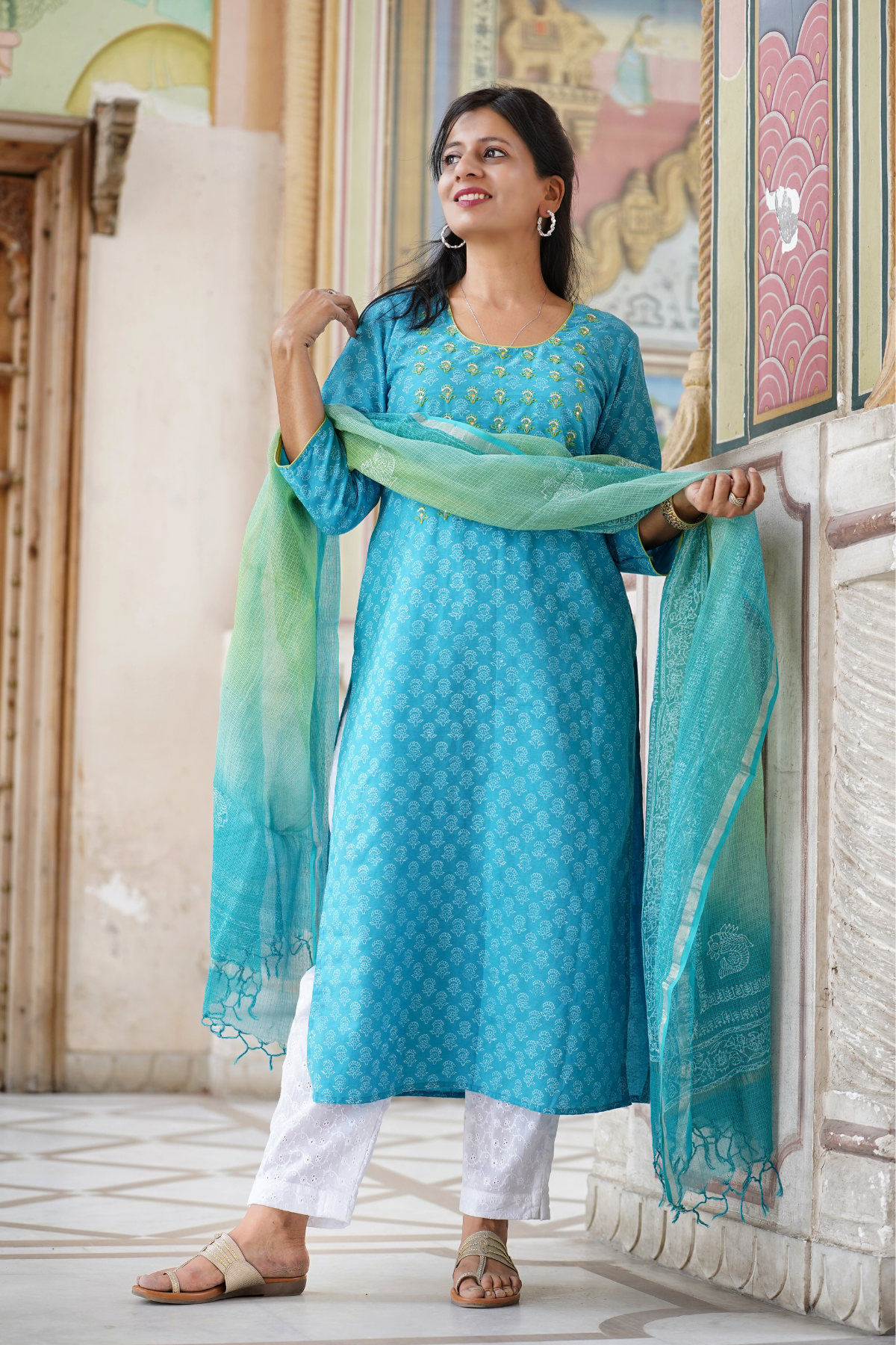 Blue Lakeerein Kurta and Dupatta Set