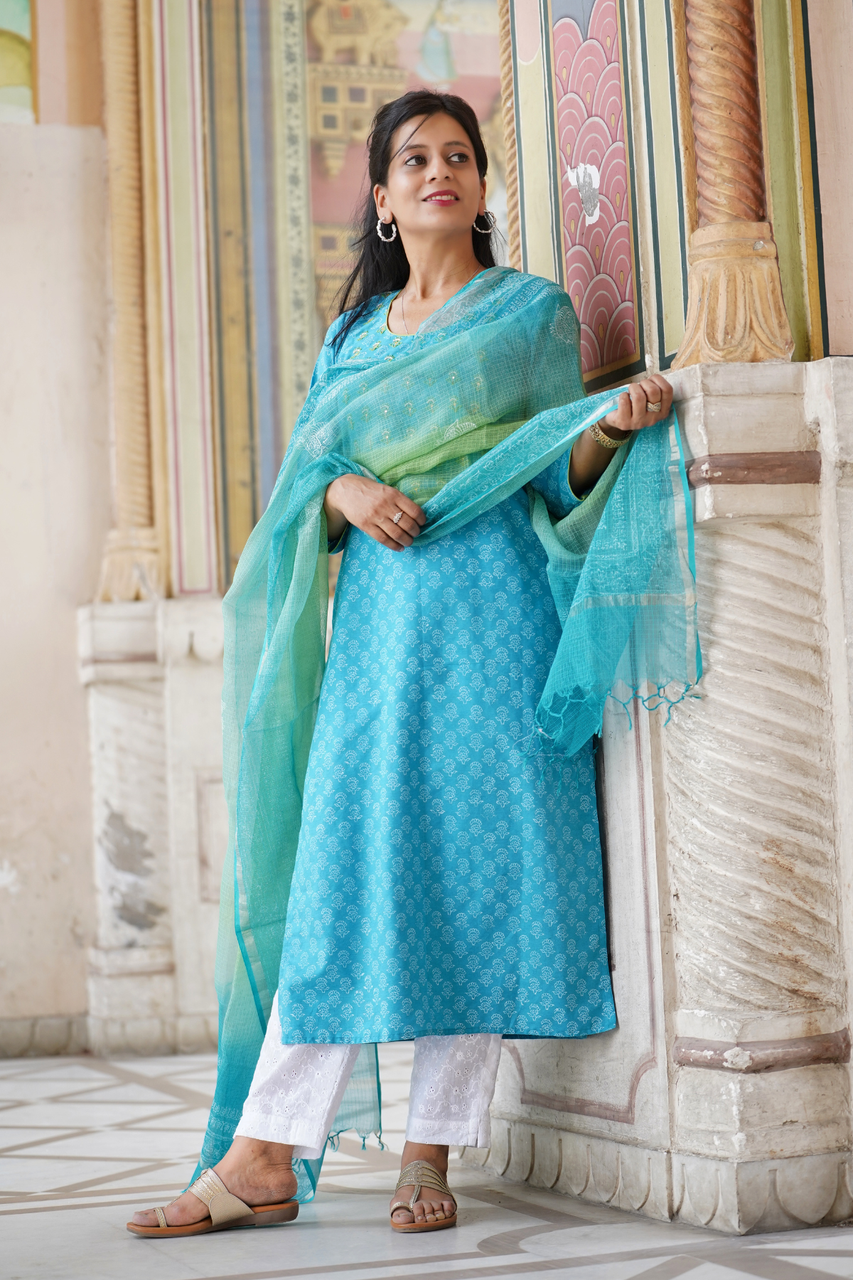 Blue Lakeerein Kurta and Dupatta Set