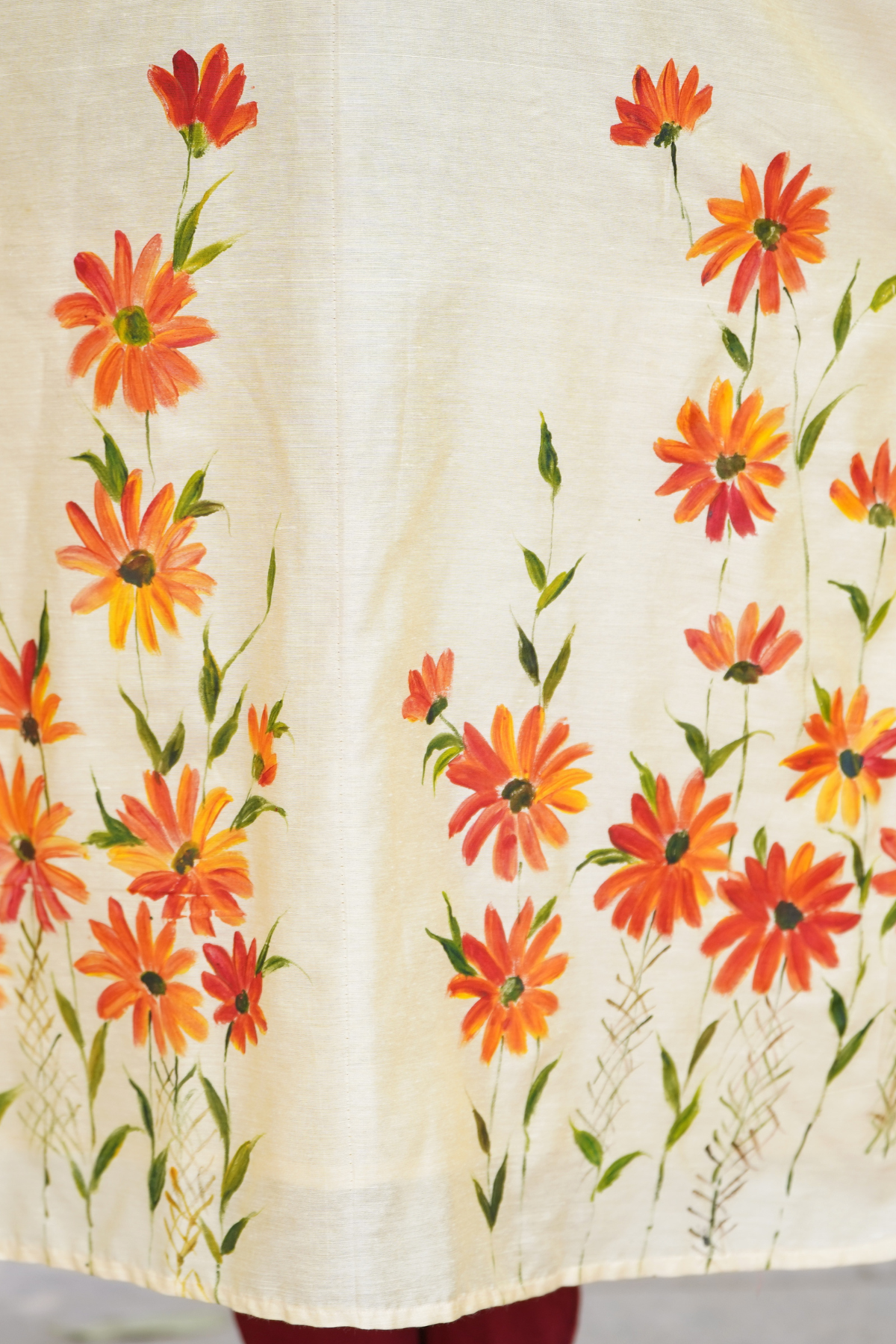 Hand Painted Daisy Chanderi Aline Kurta