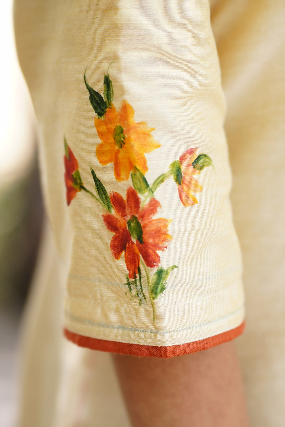 Hand Painted Daisy Chanderi Aline Kurta