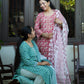 "Sugandh"- Gulabi Abha Peach Block Print Cotton Kurta with kota doria Dupatta