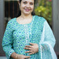"Sheesh Mahal"- Hand block Printed blue Cotton Suit Set | Mughal Jaal Design | Kota Doria Dupatta| Hand embroidery placket