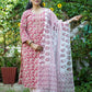 "Sugandh"- Gulabi Abha Peach Block Print Cotton Kurta with kota doria Dupatta
