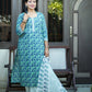 Sugandha Neelam- Handblock Printed blue Green Cotton Suit Set | Floral Jaal Design | Kota Doria Dupatta