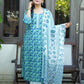 Sugandha Neelam- Handblock Printed blue Green Cotton Suit Set | Floral Jaal Design | Kota Doria Dupatta