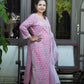 "Sheesh Mahal"- Hand block Printed Pink Cotton Suit Set | Mughal Jaal Design | Kota Doria Dupatta| Hand embroidery placket