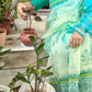 Neelambari – Sky Blue Kota Doria Saree with Zari Border