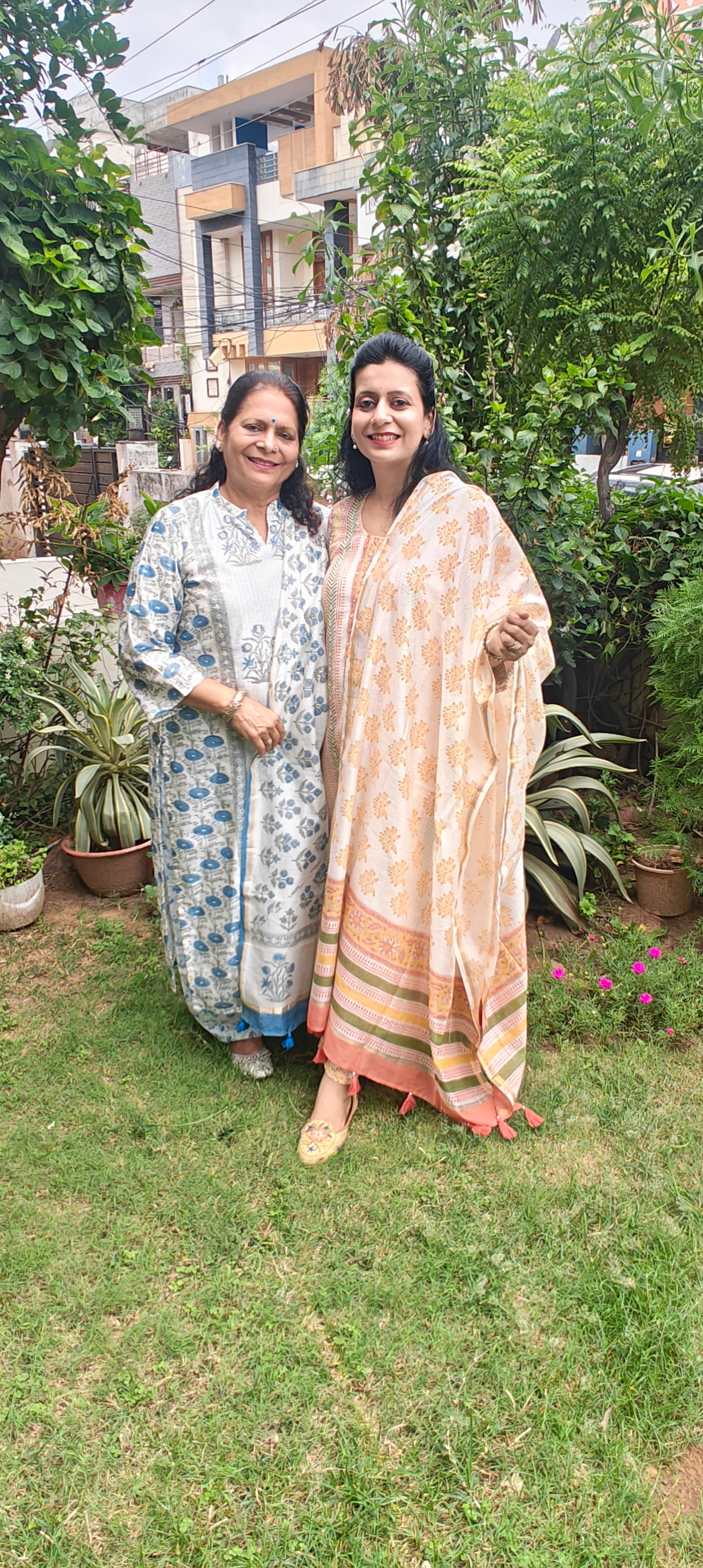 SUNEHRI-Hand Block Printed Chanderi Suit Set with Hand Ari Embroidery