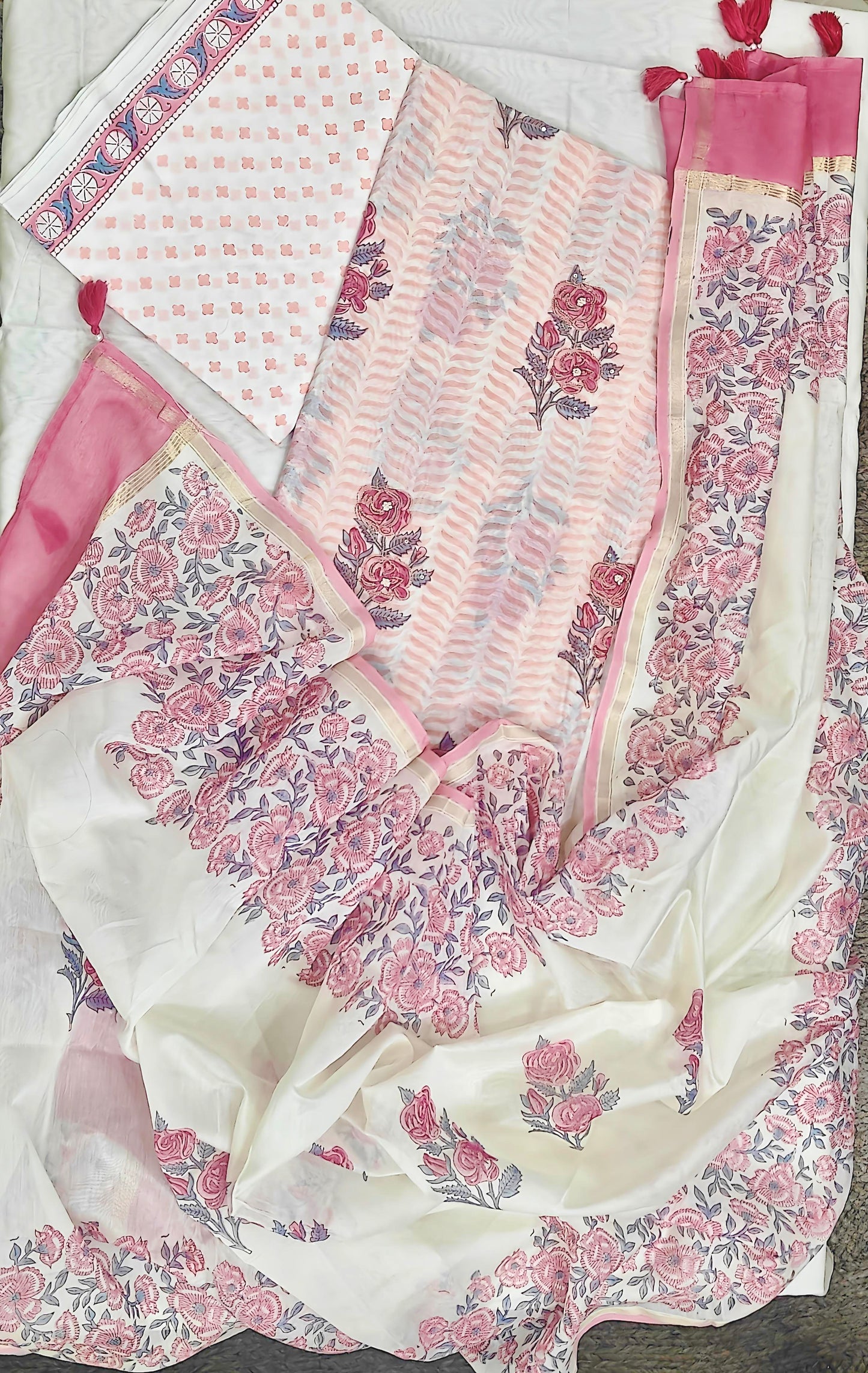 🌸 Gulnaaz – Peach Pure Chanderi Suit Set with Hand Zardozi