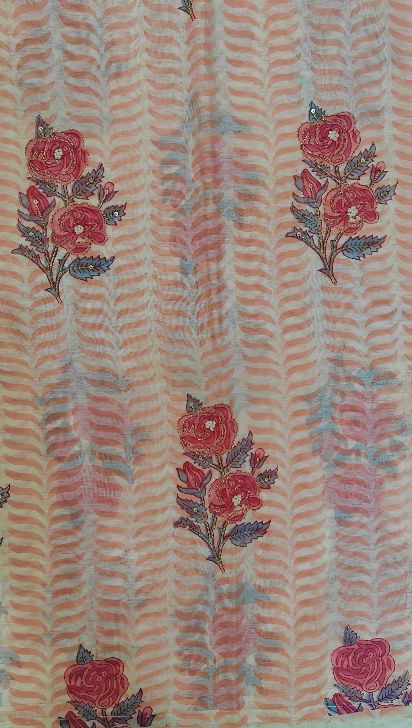 🌸 Gulnaaz – Peach Pure Chanderi Suit Set with Hand Zardozi