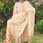Sunehri yellow and orange hand block printed Chanderi suit with hand Ari embroidery