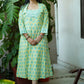 Amaltas-yellow Cotton Block print lightweight midi dress