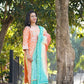 Gulbahar Chanderi khadi print kurta and dupatta set with hand embroidery