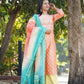 Gulbahar Chanderi khadi print kurta and dupatta set with hand embroidery
