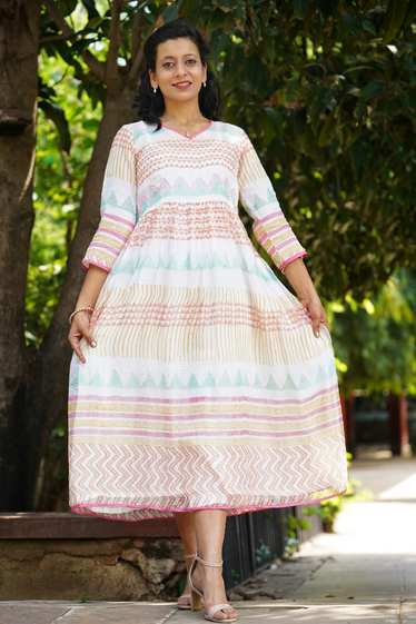 Saheli White Kota Dress