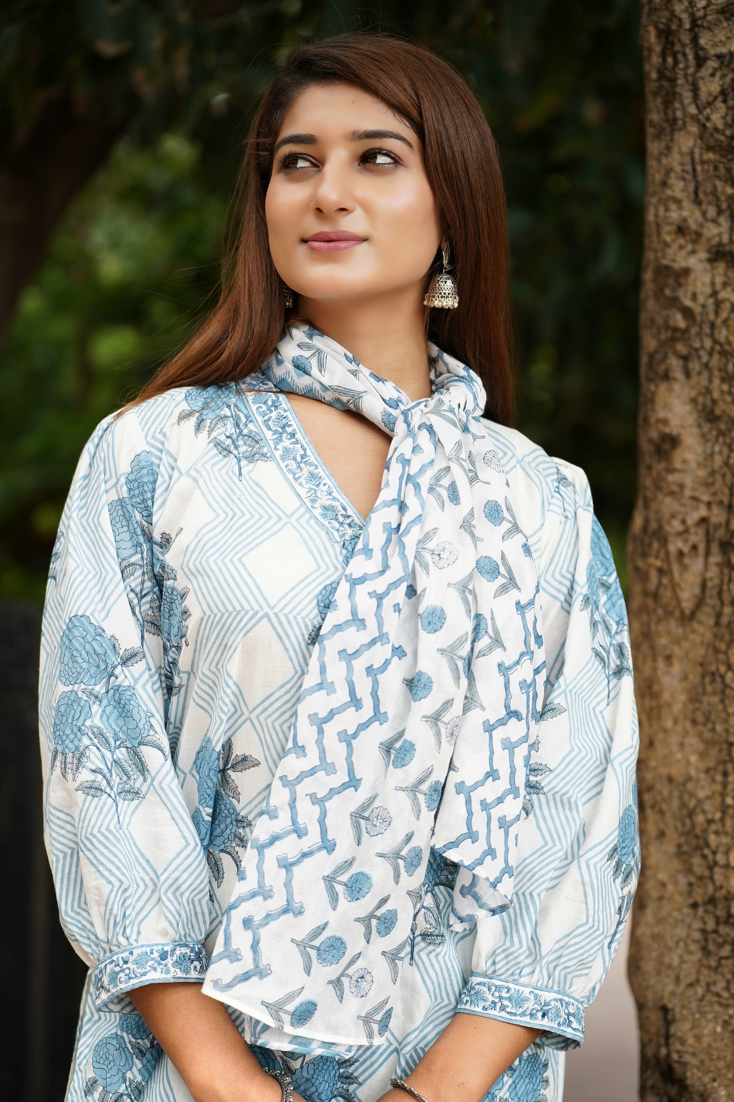 GULABO Blue Rose hand block print cotton kurta