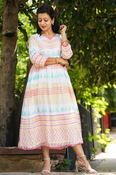 Saheli White Kota Dress