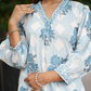 GULABO Blue Rose hand block print cotton kurta
