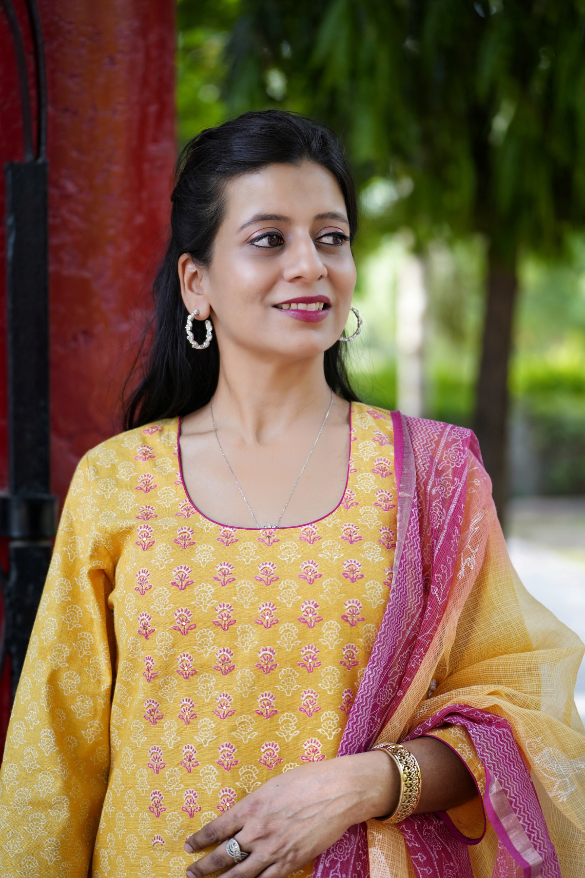 Yellow Lakeerein Kurta and Dupatta Set