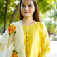 Yellow Peonies Flower Dupatta, Kurta and Pant Set