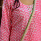 Pink Zahira Kurta, Striped Pants with Kota Doria Dupatta